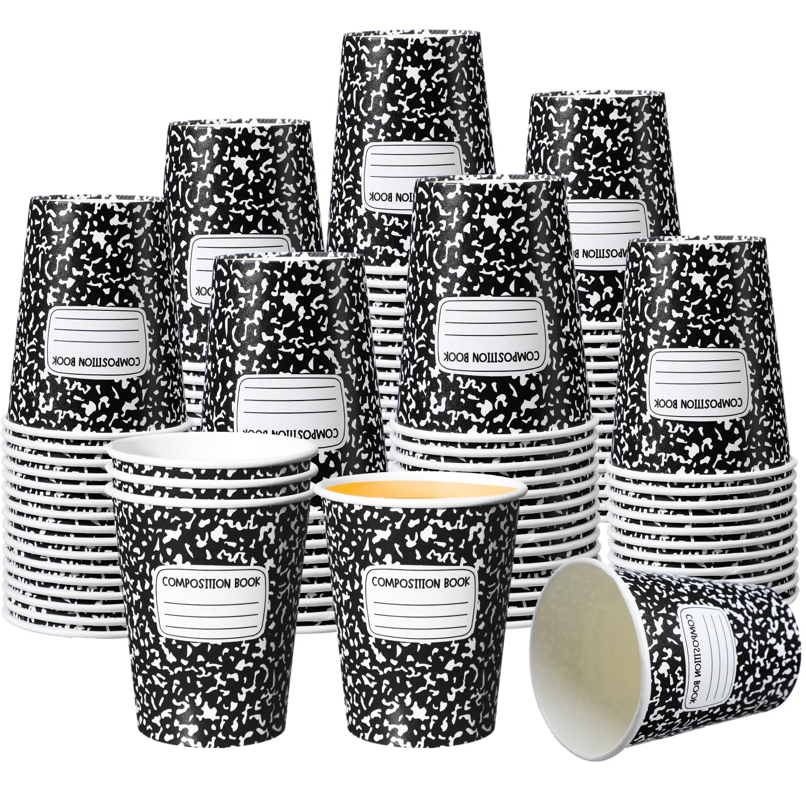 Photo 1 of Funtery 100 Pieces Back to School Paper Cups 9 oz Composition Books Drinking Tea Paper Cups First Day of School Party Favors Graduation Party Classroom Kinder Cold Hot Drinkware Tableware Supplies