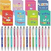Funrous 32 Pcs Motivational Quote Pens Inspirational Notepads Mini Journal with Ballpoint Pen Small Notebooks Gift Set for Men Women Coworkers, Adult Party Favors Christmas Prizes Gift(Colorful)