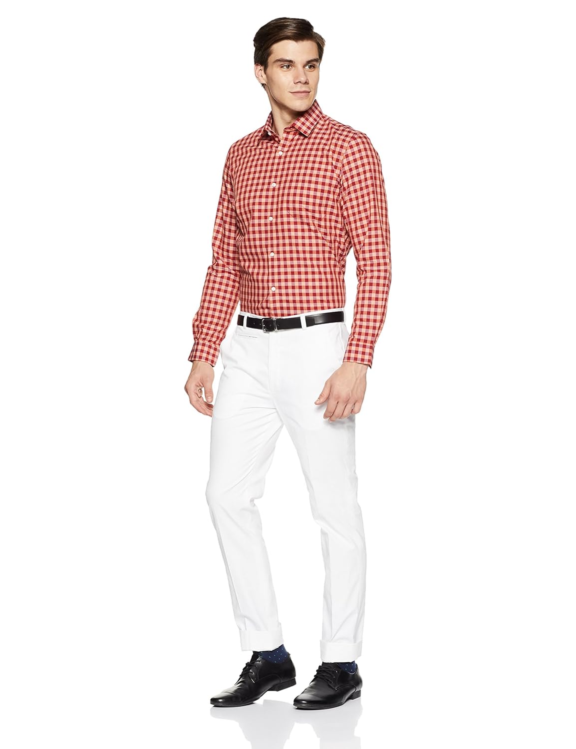 peter england men's solid slim fit formal shirt