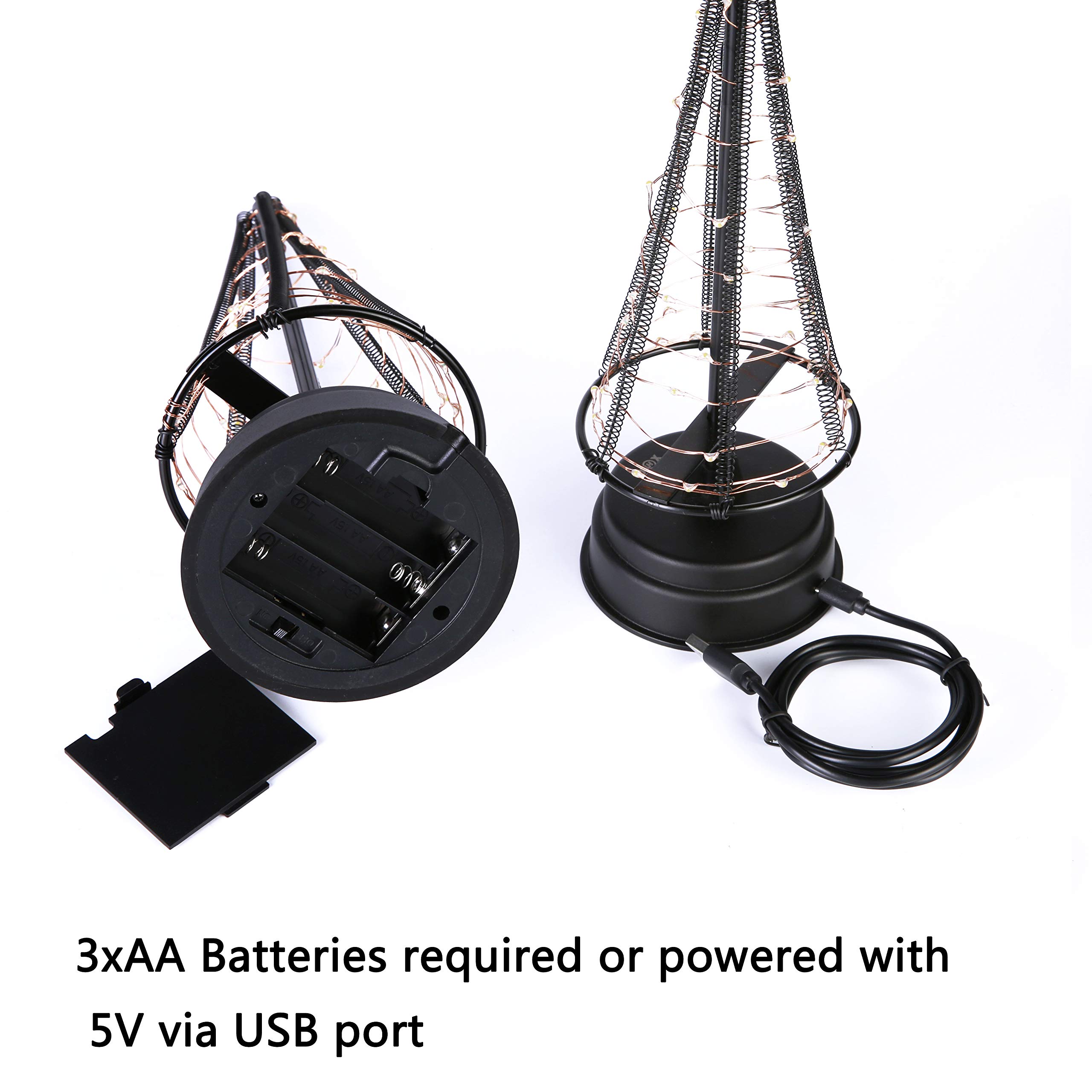 HONESTY Mini Christmas Tree, Night Light for Home/Decoration/Party/Wedding, USB or Battery Powered, 10Inch 40LED Light Tree, Inside Black S