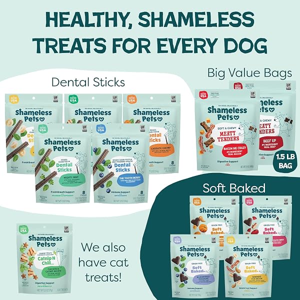 SHAMELESS PETS SOFT & CHEWY DOG TREATS, MEATY TENDERS VARIETY (3-PACK) – REAL MEAT IS 1ST INGREDIENT – GRAIN FREE, NO CORN OR SOY – DIGESTIVE SUPPORT – FOR SMALL, MEDIUM & LARGE DOGS