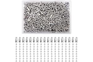 Lemonkey 100Pcs Ball Beads Chain Bulk, Silver Keychain Rings, 4 Inch Dog Tag Metal Small Chain With Connectors for Hanging Decoration
