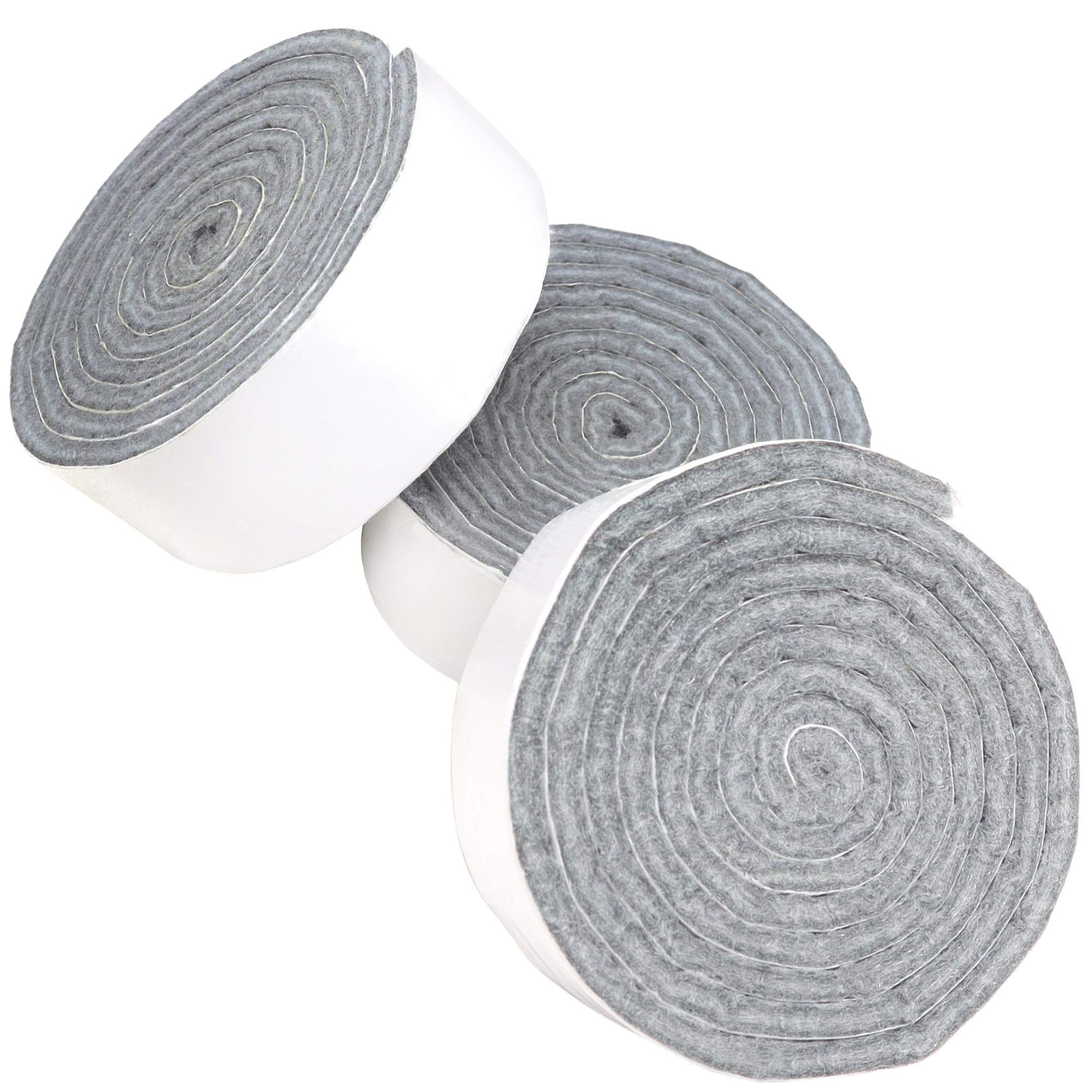 Adsamm® / 3 x self-adhesive Felt Strips/Grey / 0.94x39.37'' (24x1000 mm) / rectangular / 0.138'' / 3.5 mm thick stick-on furniture felt glides/Furniture & Chair Glides