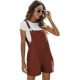 EsheSy Women's Linen Short Overalls Casual Summer Shorts Jumpsuit Rompers with Pockets