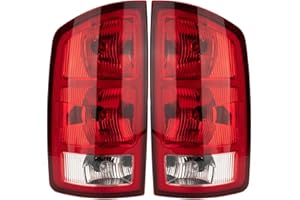 MiKaFex Tail Light Assembly Compatible with 2002-2006 Dodge Ram 1500 2003-2006 Dodge Ram 2500 3500 Pickup Driver and Passenger Side Taillights Rear Brake Lamps with Bulb Inside and Wiring Harness