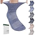 Bulinlulu Bamboo Viscose Diabetic Socks for Women&Men,6 Pairs Non Binding Diabetic Ankle Socks,Wide Socks Size 6-9 9-11