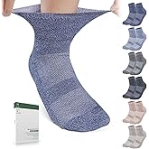 Bulinlulu Bamboo Viscose Diabetic Socks, 6 Pairs Non Binding Ankle Socks, Reinforced Toe, Size 6-9/9-11/13-15