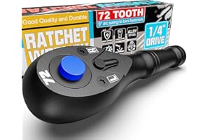 Aiourx 1/4" Drive Stubby Ratchet, 72-Tooth Mini Ratchet Handle, 9 cm Quick Release Reversible Small Socket Wrench, CR-V Steel, Mechanical Maintenance, Bicycle Repair, DIYer