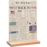 Trgowaul Colorful 90th Birthday Back in 1936 Poster Acrylic Table Sign | Vintage 90th Birthday Decorations Women Men, 90 Anniversary Decor Gifts, Vintage 90 Year Old 1936 Themed Party Supplies Decor