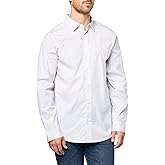 Armani Exchange Mens Long Sleeve Regular Fit Cotton Jacquard Yarn Dyed Micro Print Shirt
