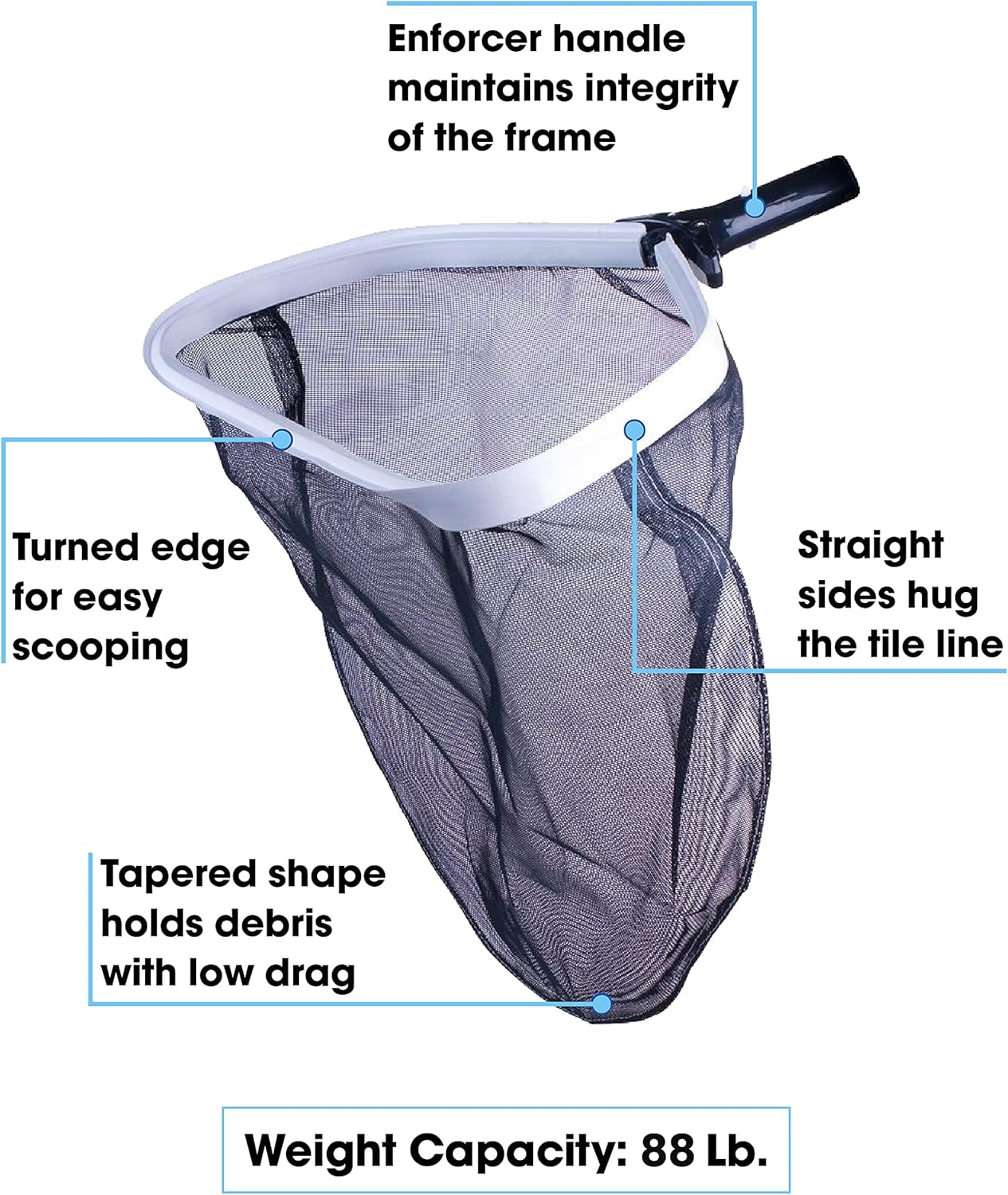 Milliard Pool Skimmer Net Leaf Rake with Deep Bag, Professional Heavy Duty Mesh, Commercial Size : Garden & Outdoor