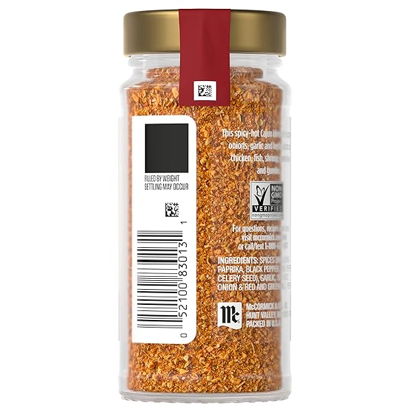 MCCORMICK GOURMET COLLECTION CAJUN SEASONING, NON GMO, OUR BEST HERBS & SPICES, SPICY, LOUISIANA-STYLE BLEND WITH GARLIC, ONION & PEPPERS, JAZZ UP SHRIMP, CHICKEN & BAYOU-INSPIRED FAVORITES, 2.25 OZ