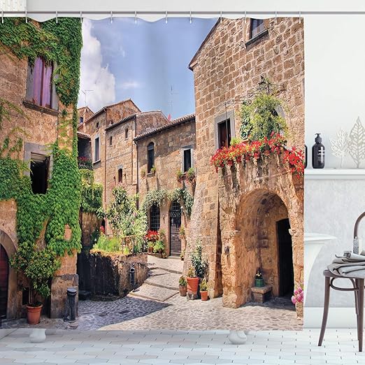 Amazon Com Ambesonne Tuscany Shower Curtain Italian Streets In