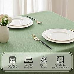 MIULEE Sage Green Thick Polyester Linen Rectangle