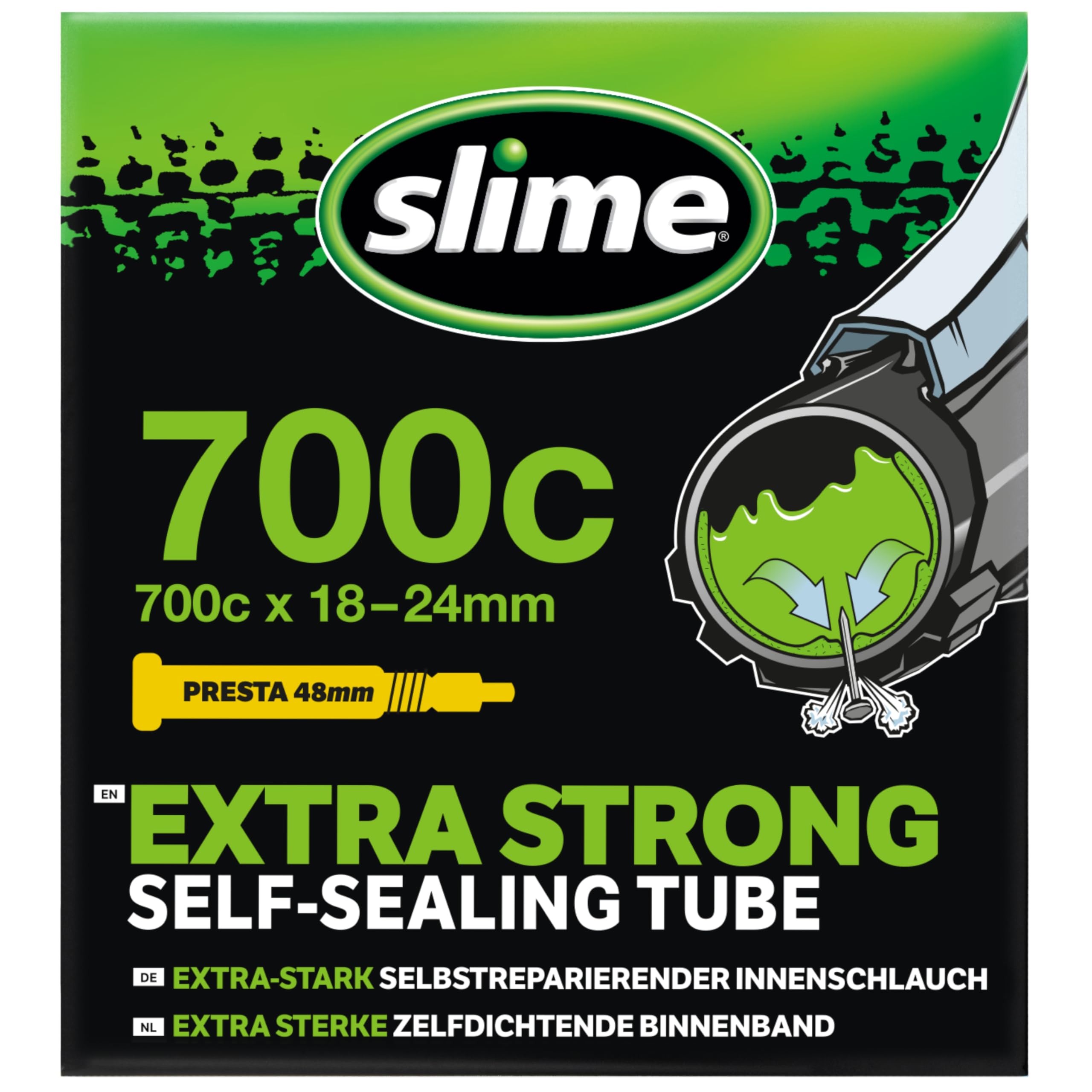 Slime 30061 Bike Inner Tube with Slime Puncture Sealant, Self Sealing, Prevent and Repair, Presta Valve, 700c x 18-24mm — image 1