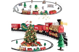 IFANFACE Train Toy for Toddler, Christmas Train Set Around Tree with Light & Sound for Kids, Battery Operated Electric Locomotive Engine, Cake Toppers Stocking Stuffers Gift for Toddlers Boys & Girls Ages 3-5