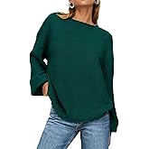 PRETTYGARDEN Women's 2026 Fall Sweaters Casual Crew Neck Long Sleeve Pullover Tops Ribbed Knit Loose Fit Winter Clothes