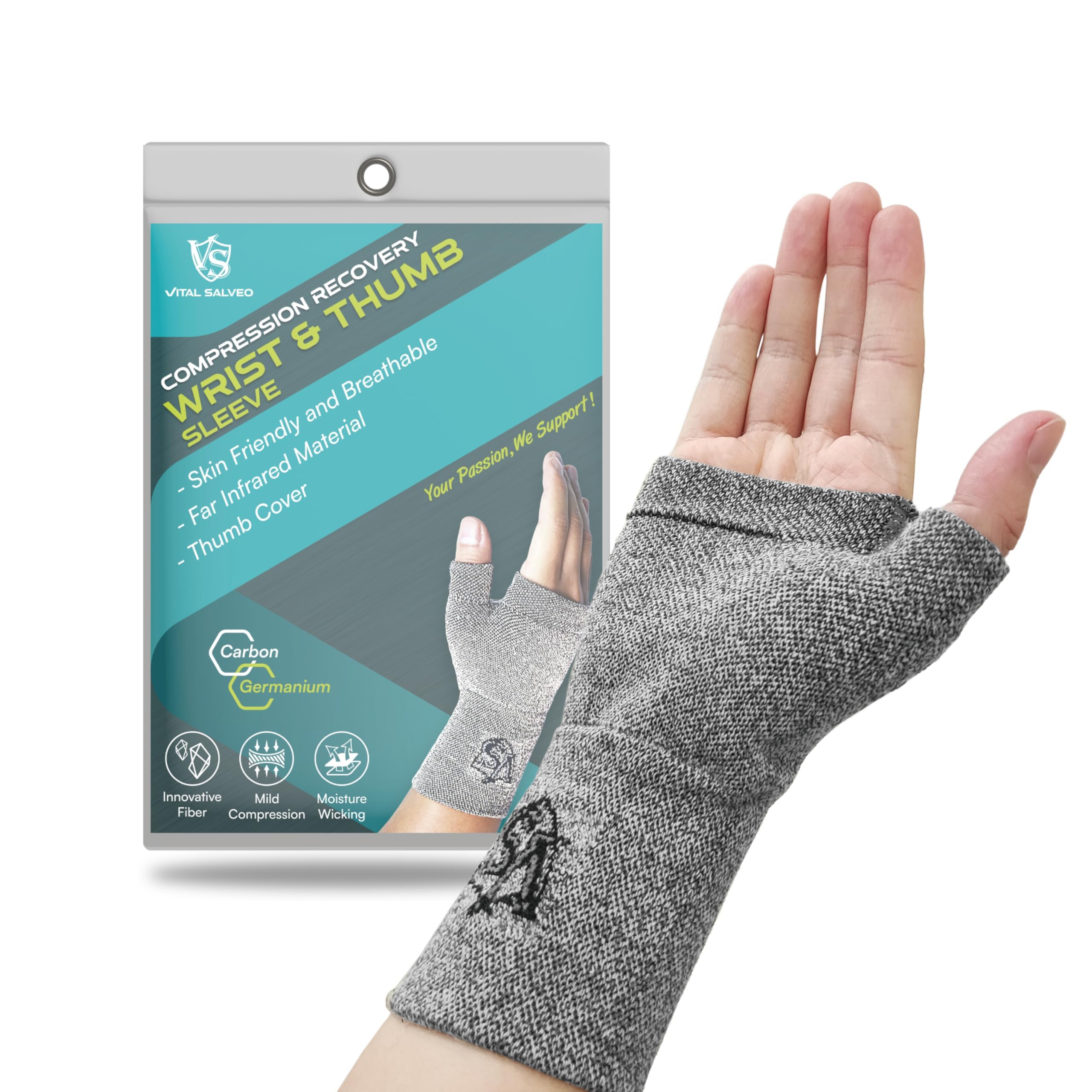 Vital Salveo-Compression Recovery Wrist and Thumb Support For Arthritis Joint Tendonitis Fatigue Carpal Tunnel Sprains Hand Wrist Pain(1PC) (Medium)