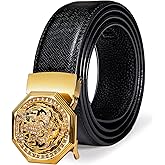 Dubulle Men's Ratchet Belt Gold/Black/Red/Green/Blue/White Automatic Buckle Business Casual Belt Gift - Adjustable Fit