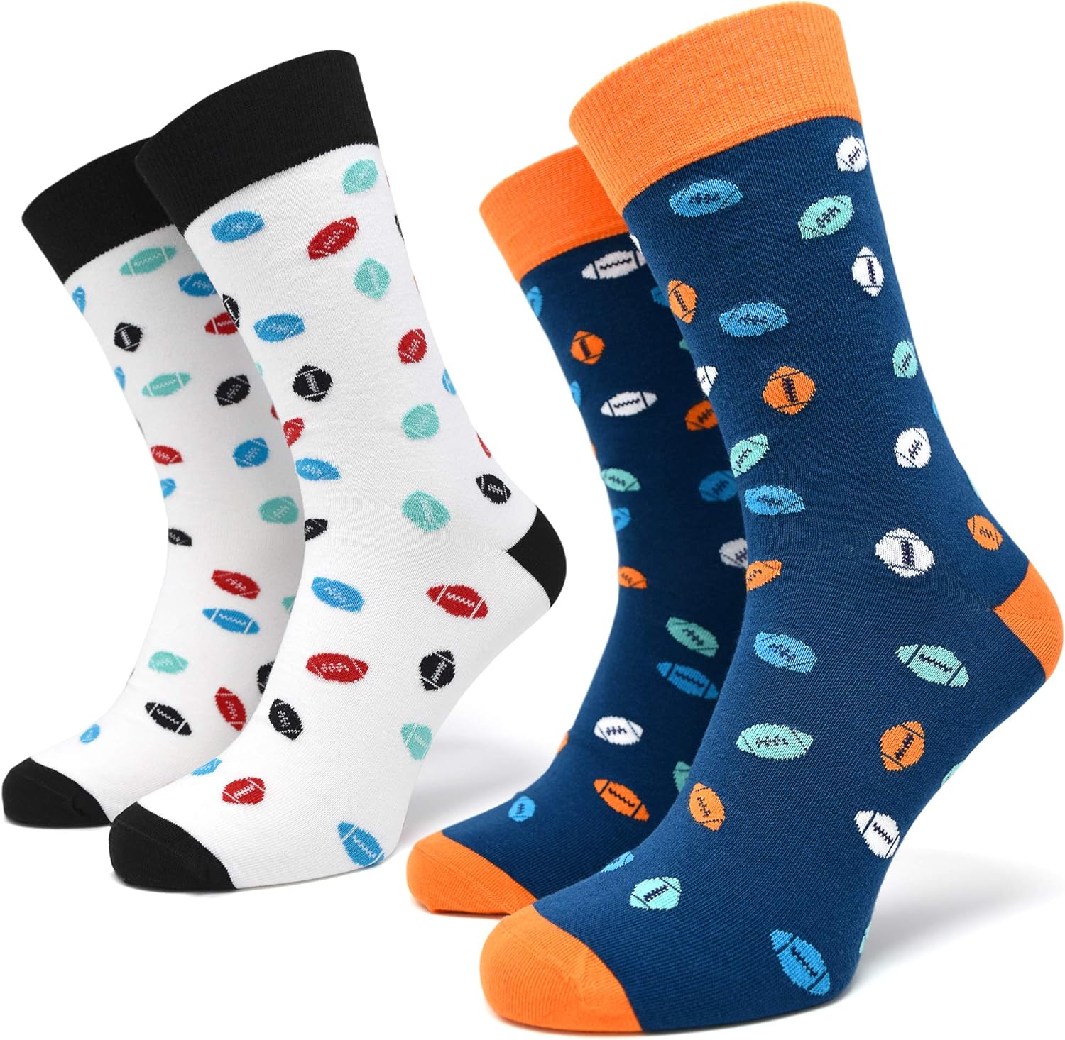 40YARDS American Football Socks with Colourful Footballs for Fans of