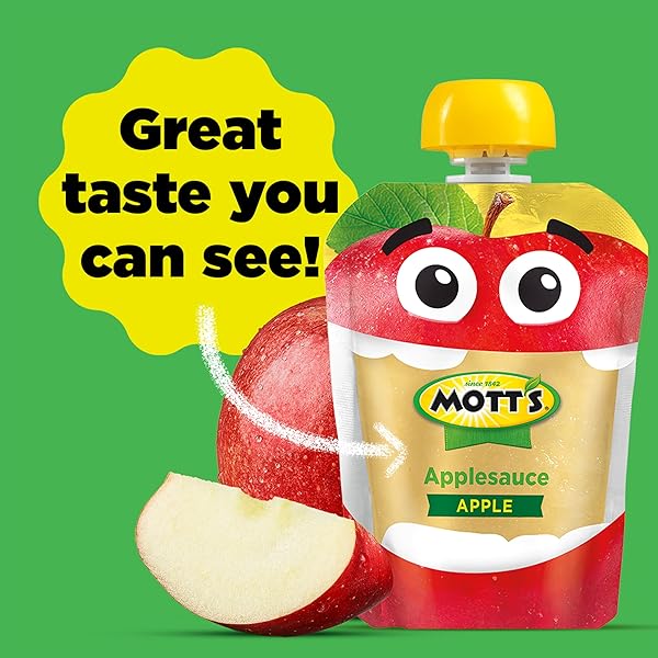 MOTT’S ORIGINAL APPLESAUCE, 3.2 OZ CLEAR POUCHES, 12 COUNT