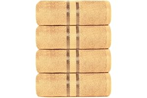 Dewall Maisons Pack of 4 Large Bath Towels (100% Cotton, 27x54 Inches) Bath Towels - Dries Quickly, Super Absorbent, Perfect for Daily Use, Bathroom Towels - Gold Beige Color