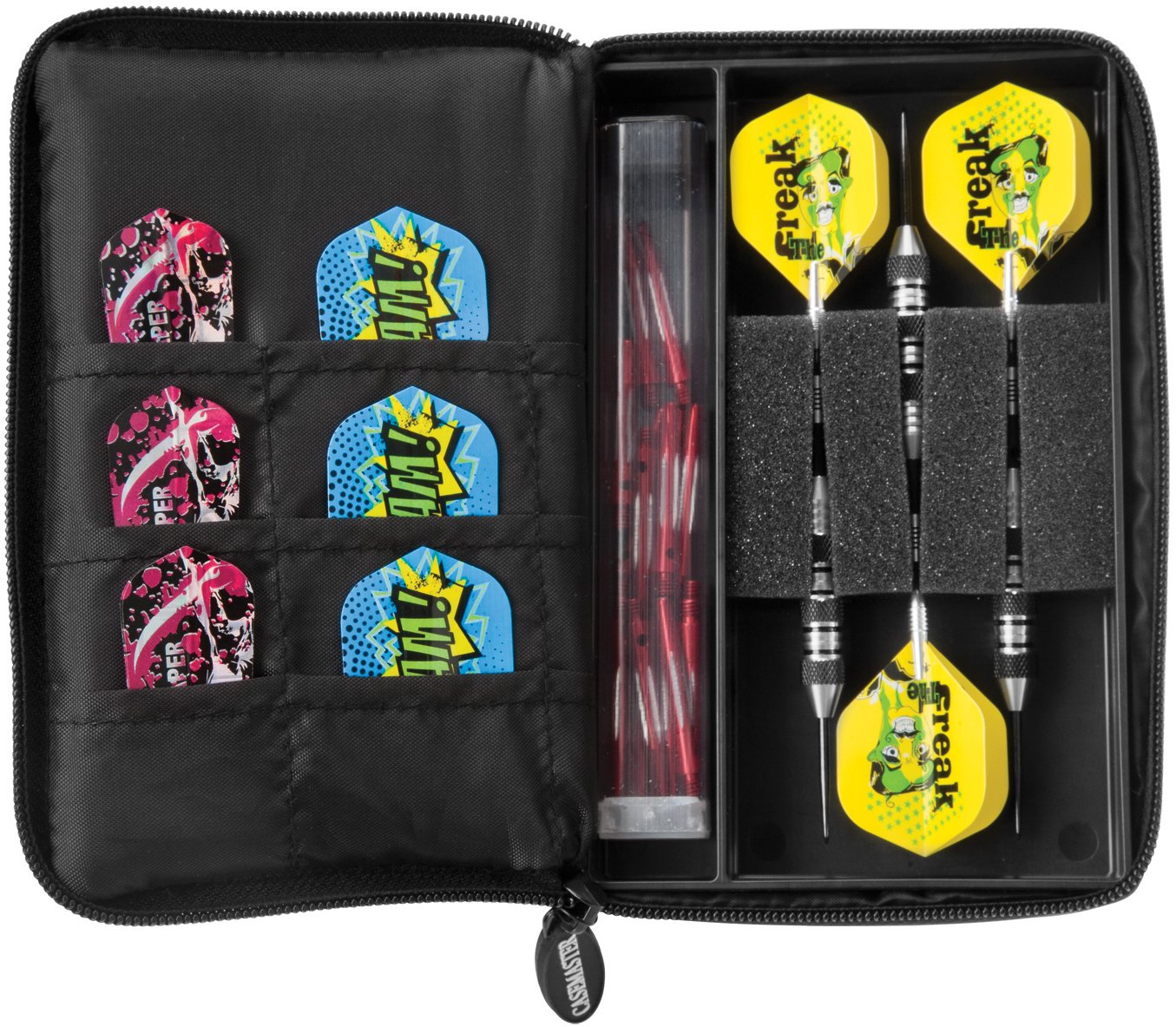 Viper Casemaster Select Nylon Steel and Soft Tip Dart and Accessory Case, Holds 3 Darts, Foam Cushion Allows Flights to be Stored Open Without Being Crushed,Black