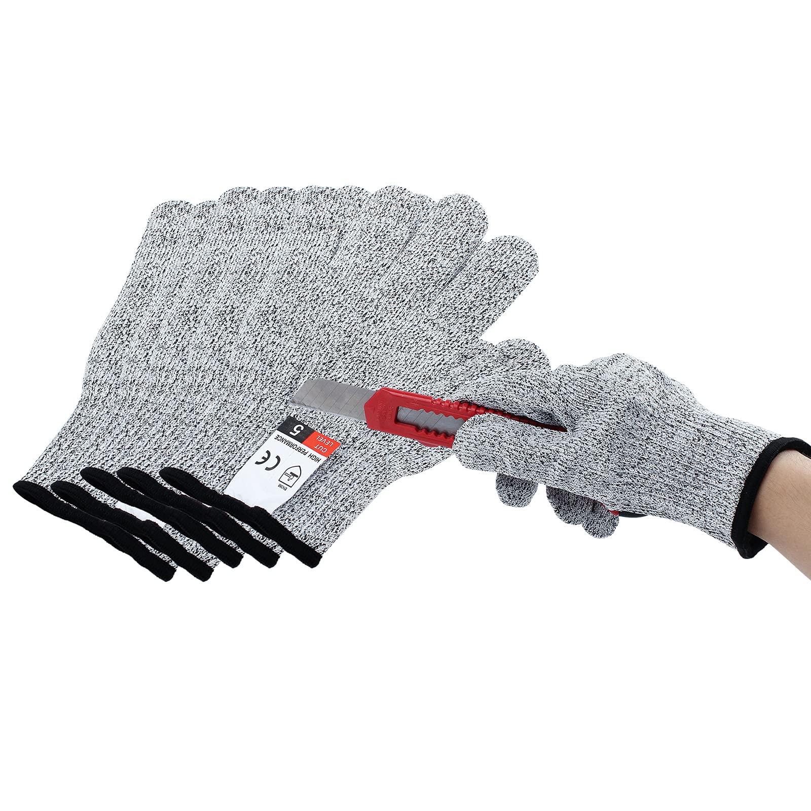 QOPAHI 3 Pair No Cut Gloves, Level 5 Cut Resistant | 13 Needle Seamless Fabric, Work & Gardening Builders Safety Gloves for Women & Men Kitchen Cooking Working(Medium)