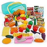 Battat – Play Circle – Play Food – Kitchen Toys – Grocery Store – Pretend Play – Pantry in A Bucket – 3+ Years(79 Pieces)