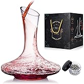 Wine Decanter,Red Wine Carafe,Wine Aerator,100% Hand Blown Lead-free Crystal Glass with Cleaning Beads,Wine Decanters and Carafes,Wine Gift with Luxury Packaging,Wine Accessories (1200ML)