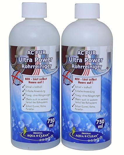 AC PUR Ultra Power Abflussreiniger effektiv & kraftvoll 2x 750ml Konzentrat ! Neu - Löst selbst Haare auf !