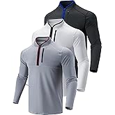 Liberty Imports 3-Pack Men’s Quarter-Zip Pullover Lightweight Long Sleeve Athletic Jackets Performance Workout Running Shirts
