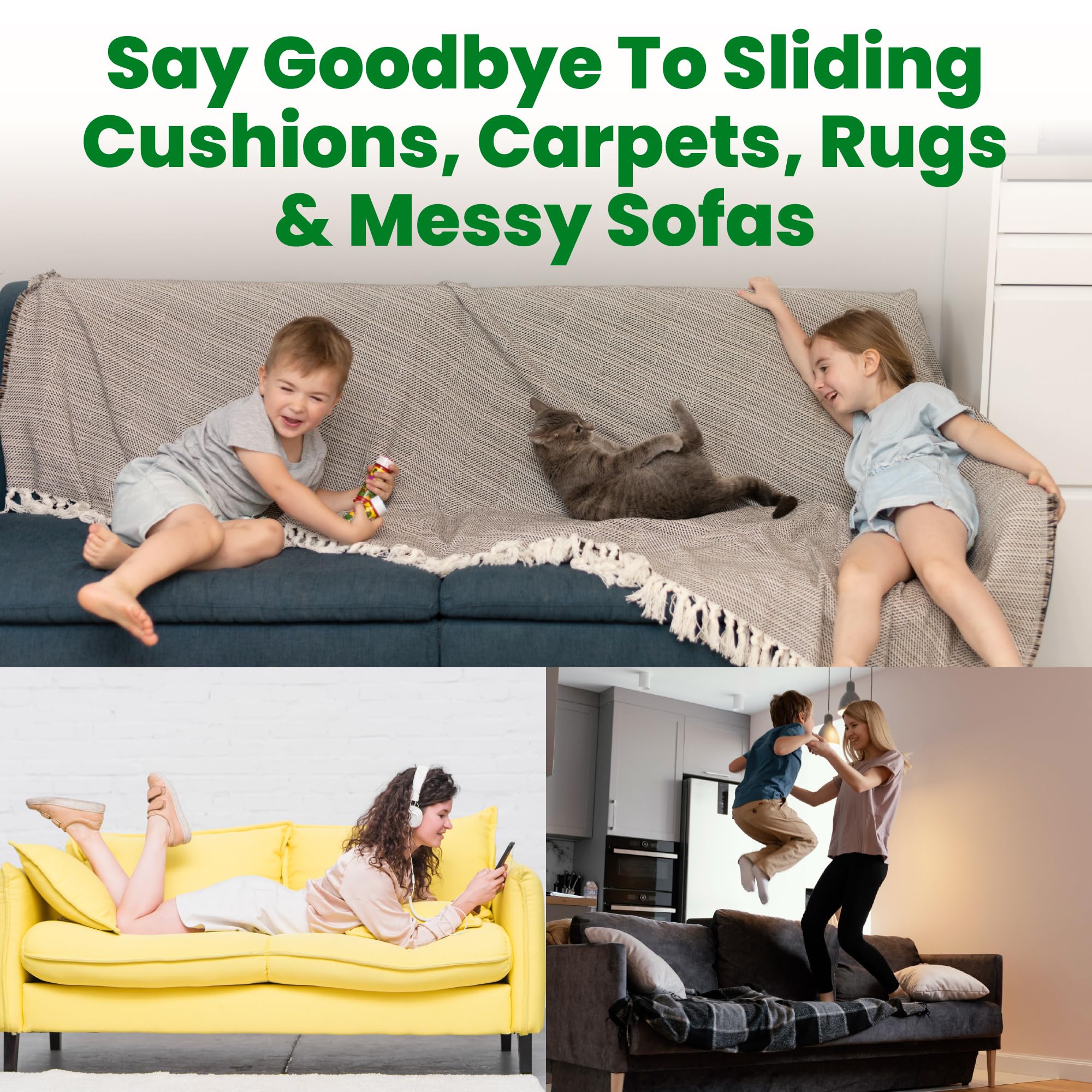 ECOHomes Heavy Duty Strips for Couch Cushions 4 Inch x 6.5 FT Keep Sofa Cushions from Sliding - Adhesive Hook And Loop Tape Roll To Prevent Sliding Couch Cushion, Outdoor Non Slip Furniture Grip Black