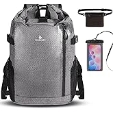 Sunnylon Dry Bag Backpack,25L Dry bags waterproof Kayaking, Waterproof bag with Waist Pouch and Phone Case,Waterproof Backpack Marine dry bag for Kayaking, Beach, Rafting, Boating (Gray)
