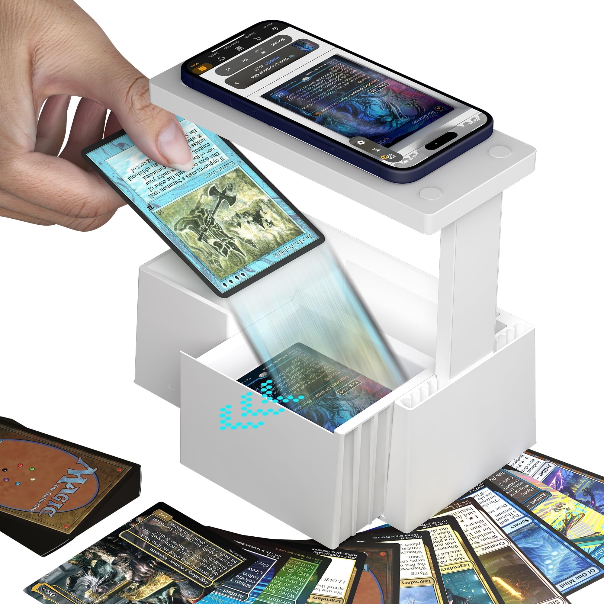 GIBOPOB MTG Card Scanner Stand for ManaBox, Adjustable Phone Holder, Sloped Tray Trading Card Scanner for Standard Size Cards, Fast Card Catalog Tool for Sleeved & Unsleeved Cards