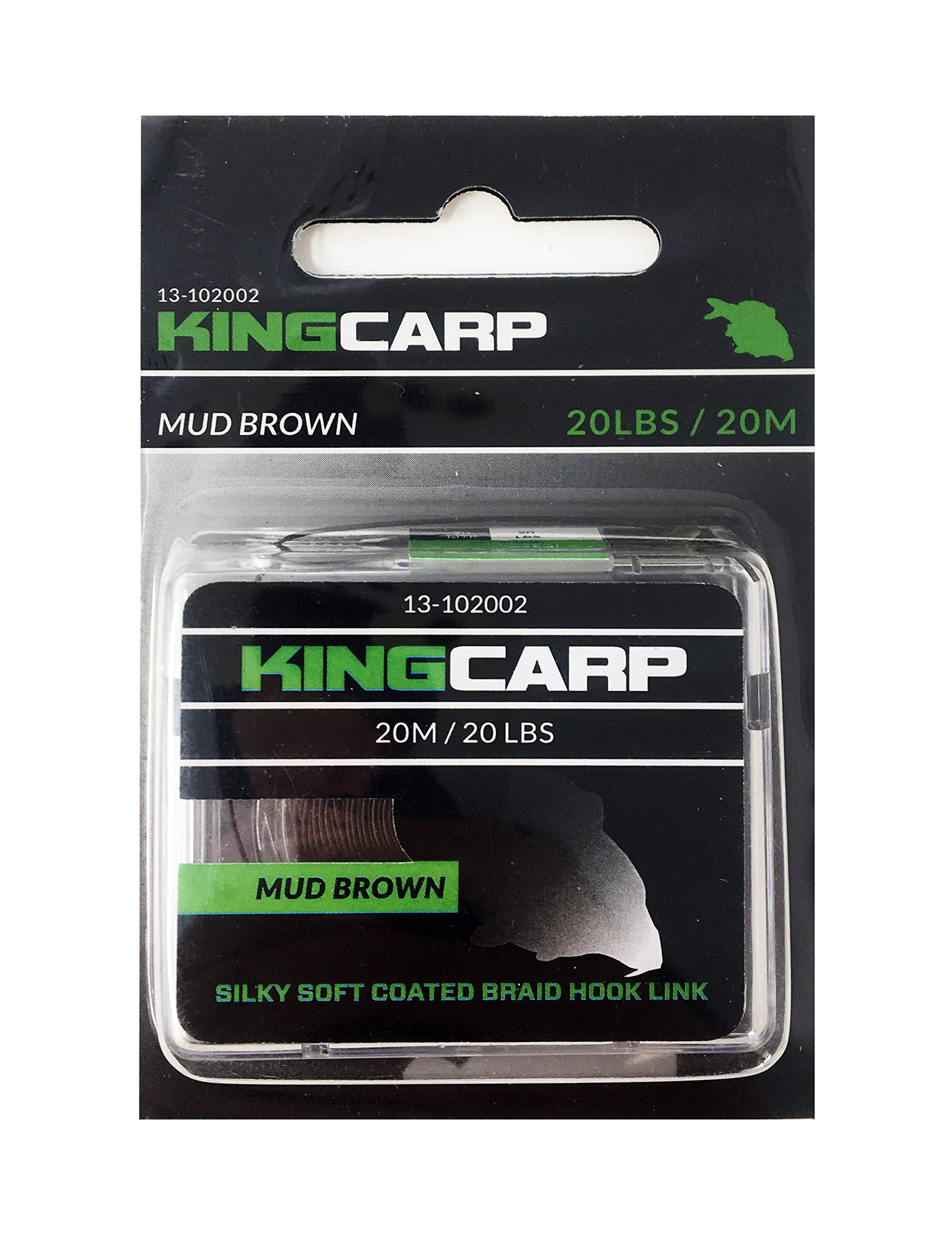 KING CARP – 20m Coated Hooklink Braid (20lb) Abrasion-Resistant, Anti-Tangle, Removable Skin – Ideal for Fishing Rigs (Mud Brown) [13-102002]
