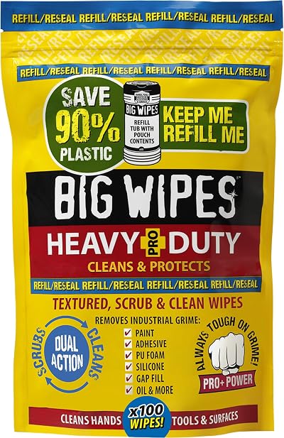 Big Wipes Heavy Duty Pro+ Hand Wipes x100 Refill Pouch