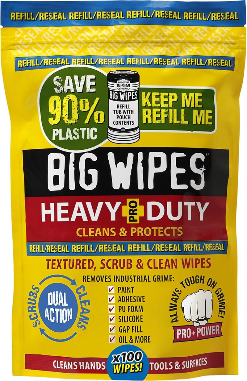 Big Wipes Heavy Duty Pro+ Hand Wipes x100 Refill Pouch