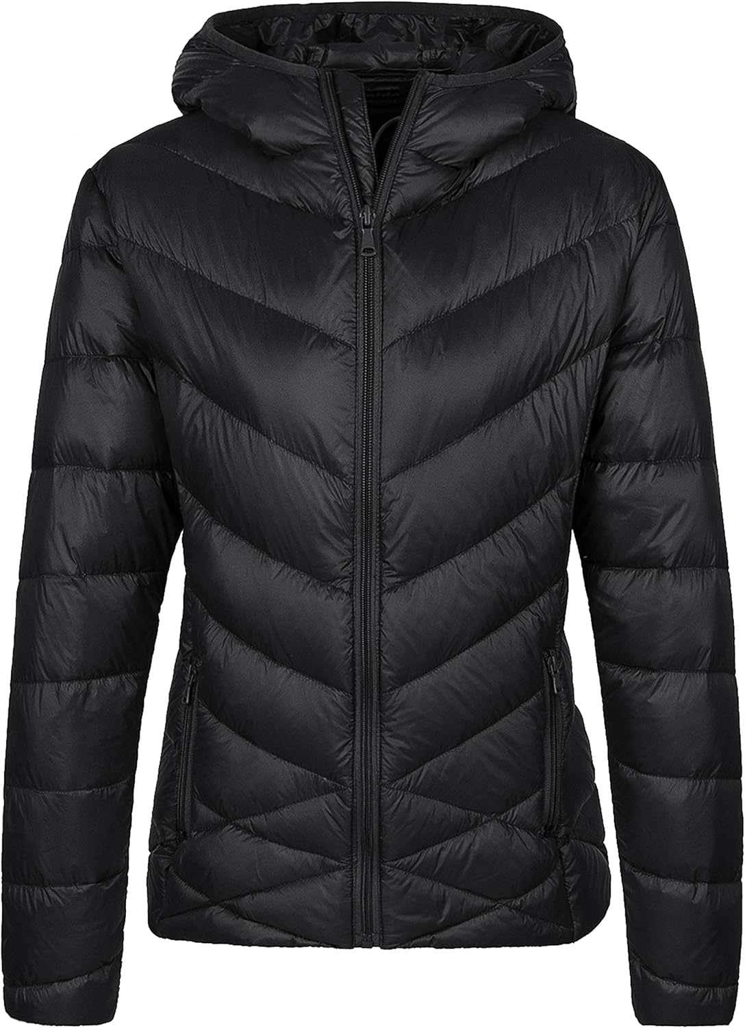 ladies packable down jacket with hood
