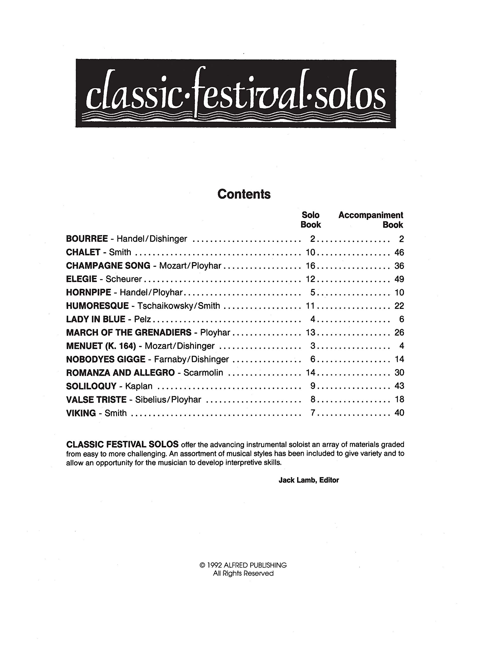 Amazon Com Classic Festival Solos Horn In F Vol 1 Solo Book Classic Festival Solos Vol 1 9780769217598 Lamb Jack Books