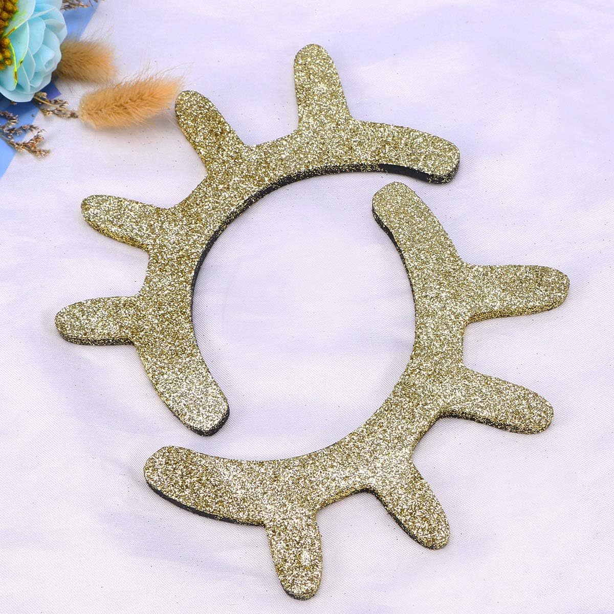 VOSAREA 2 works Wooden Sleepy Eyes Wall Stickers Wooden Eyelash Wall Murals Nursery Baby Room Kids Bedroom Wall Art (Glitter Golden and Black) - Image 3