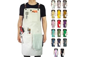 Stenffy - Work Apron,Cotton Canvas,Multiple Pockets,Gardening,BBQ,Cafe,Kitchen,Painting,Carpenter,Artist Apron,Apron for Men,