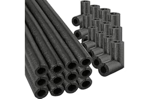 AMYLOVE 8 Pack Elbow Pipe Insulation Foam Tube Outdoor Wrap Black Pipe Covers Elbow Insulation Tubing Water Foam Covers for Outdoor Winter Irrigation, Sprinkler (2 Inch)