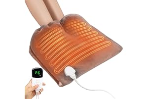 3-in-1 Electric Heated Foot Warmer Pad, 6 Heat Settings & 3 Timers, Double Sided Soft Fleece Feet Heating Pad for Under Desk,