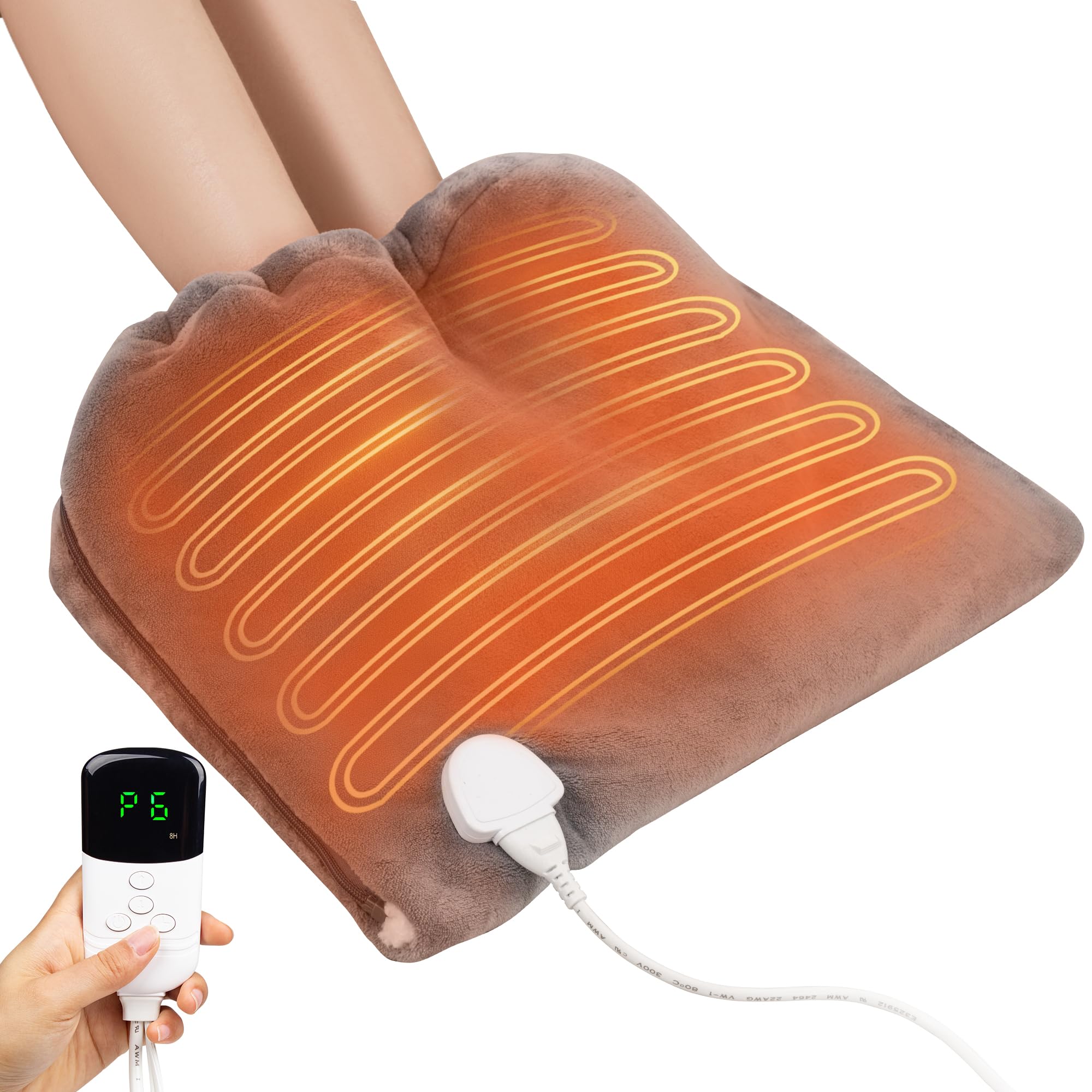 Photo 1 of 3-in-1 Electric Heated Foot Warmer Pad, 6 Heat Settings & 4 Timers, Double Sided Soft Fleece Feet Heating Pad for Under Desk, Bed, Office Floor Warming, Home Gifts for Women & Men