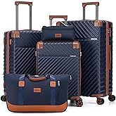 Cosbarn Luggage Sets 5 Piece with TSA Lock Spinner Wheels, Unisex Hard Case ABS Suitcase Set, Hardshell Lightweight Waterproof Travel Hardside Suitcases with Wheels for Women Men, Dark Blue