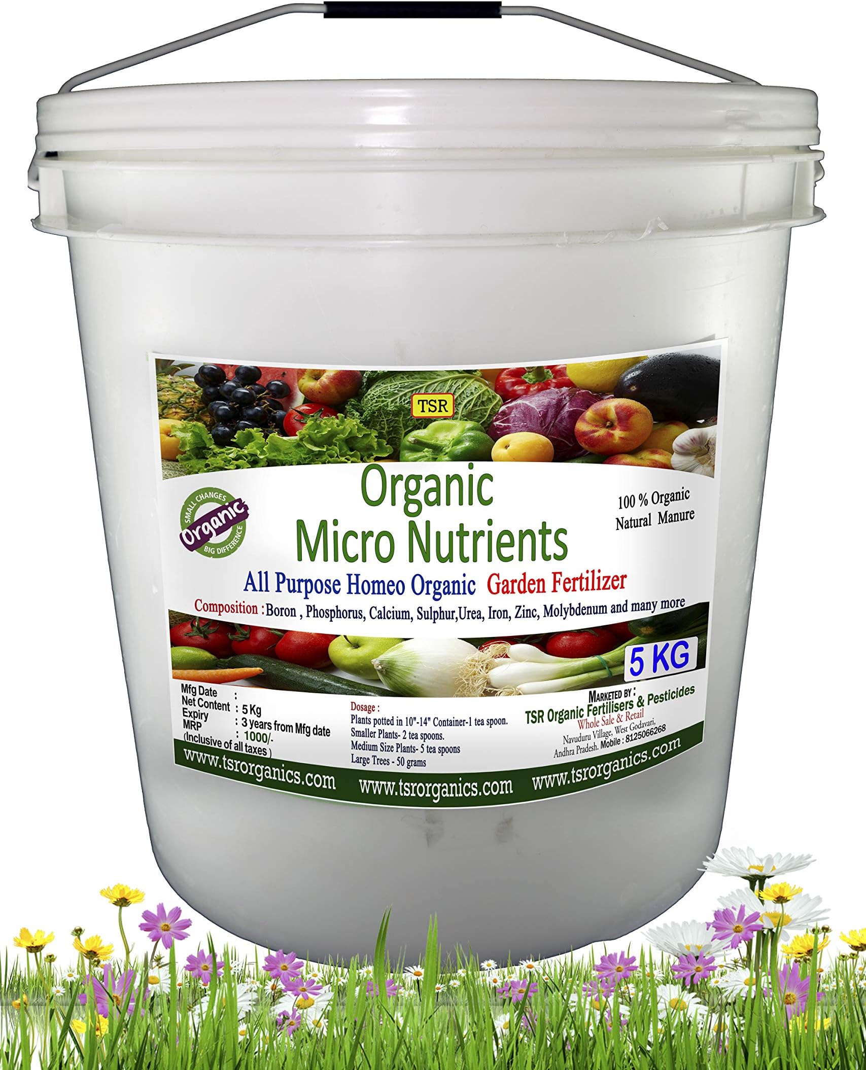 TSR Garden Store Homeo Organic Garden micronutrient Fertilizer granules 5 Kg Bucket Contains 15 Macro & Micro nutrients Like Calcium, Sulphur, Zinc, Copper, Iron, Boron etc