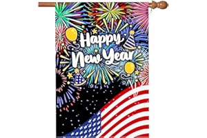 FLAGMAX New Years Flag,Happy New Year Garden Flag 28 x 40 Inch Double Sided Happy New Year House Flag for New Year Greettings or Decoration with 2 Grommets