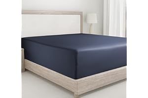 California Design Den Twin XL Bed Fitted Sheet, Soft 400 Thread Count 100% Cotton Deep Pocket Bottom Sheet, Cooling Durable Sateen Weave for Kids & Adults (Twin XL, Navy Blue Indigo)