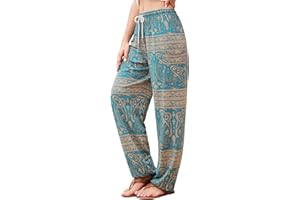 QIANXIZHAN Women's Harem Pants, Hippie Palazzo Pants Boho Joggers Yoga Clothes with Pockets